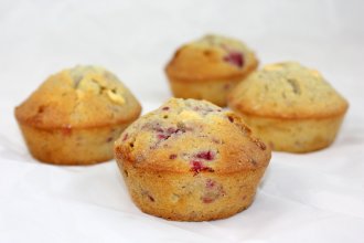 Muffins chocolat blanc et framboises